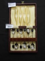 A cased set of six silver hallmarked bean spoons, approx. weight 33g