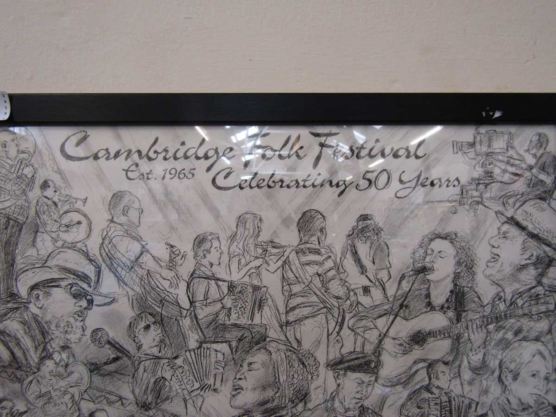 A framed and glazed print 'Cambridge Folk Festival Celebrating 50 Years' - Image 3 of 3