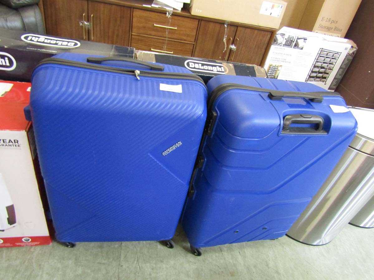 +VAT Two blue hard case suitcases by American Tourister