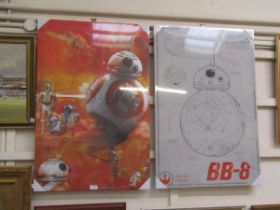 Two as-new Star Wars stretched canvas prints of BB-8