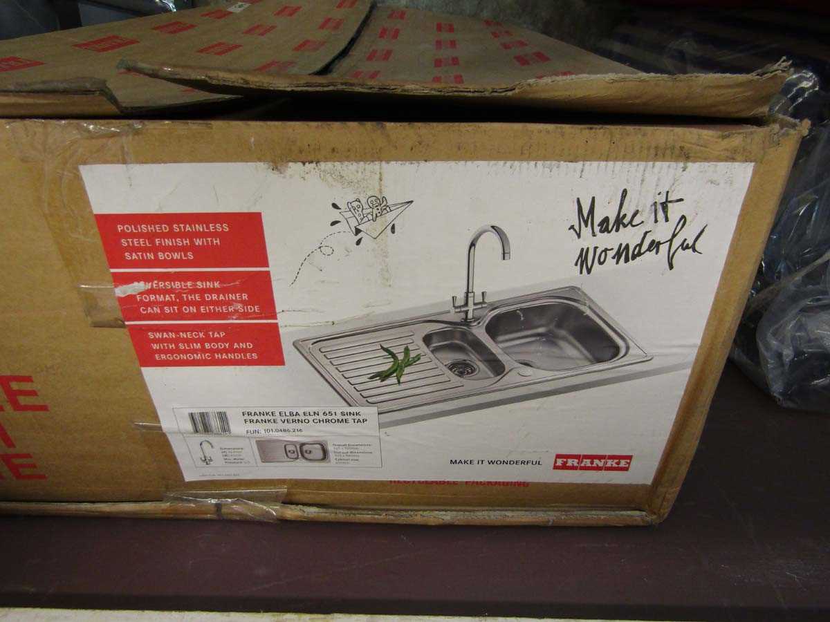 An as-new boxed stainless steel sink