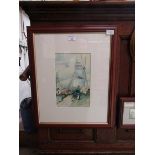 A modern framed and glazed watercolour of windmill scene