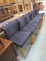 A set of six bow backed oak framed chairs, from Heal's