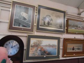 Three framed and glazed prints, two signed in pencil by David Shepherd, the other of owl signed by