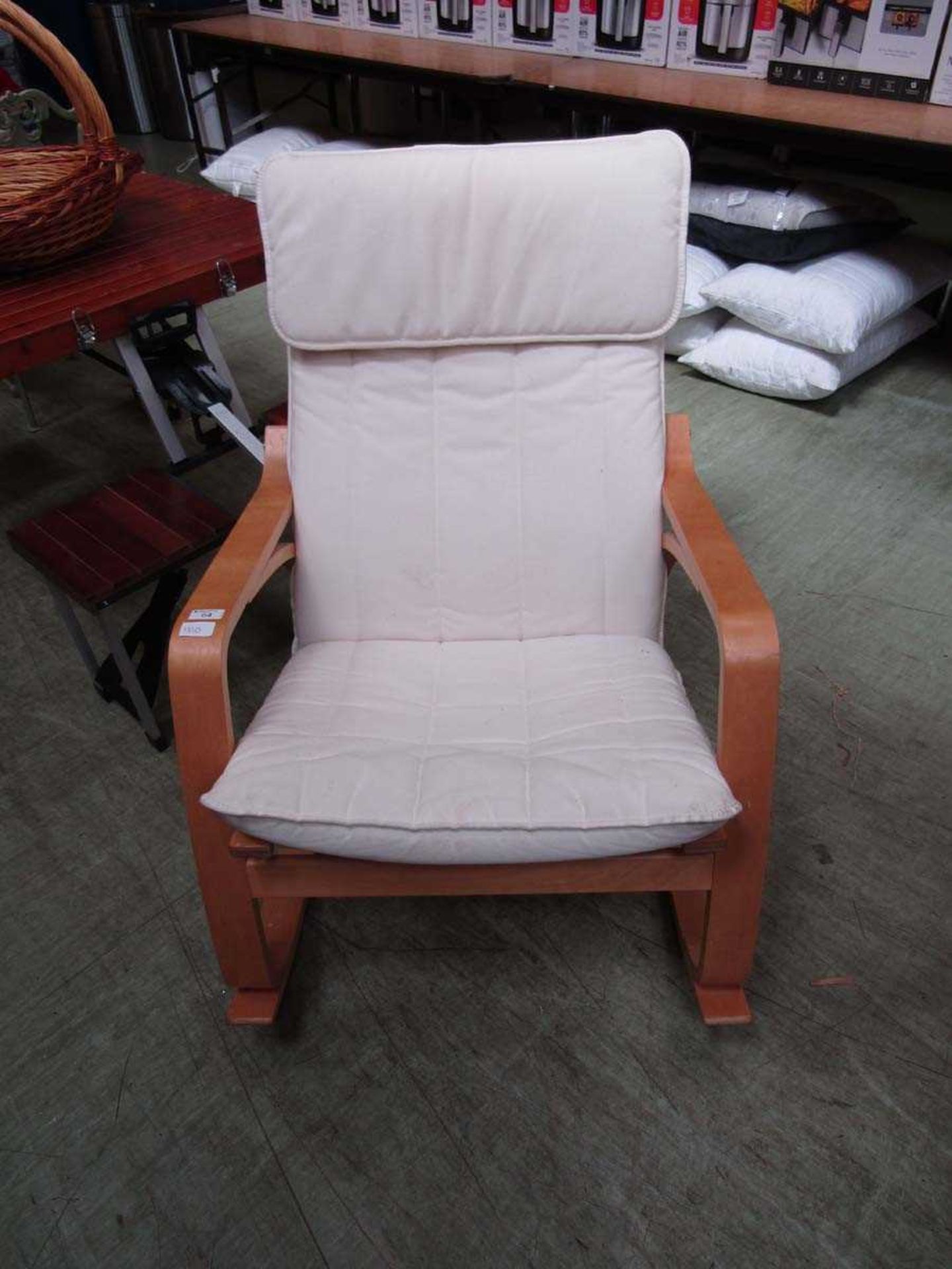 A modern bent wood style relaxing rocking chair