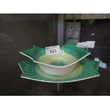 A mid-20th century green ceramic dish and saucer by Shelley