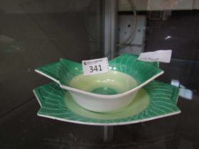 A mid-20th century green ceramic dish and saucer by Shelley