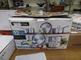 +VAT A boxed Tramontina twelve piece induction ready set of pots/pans