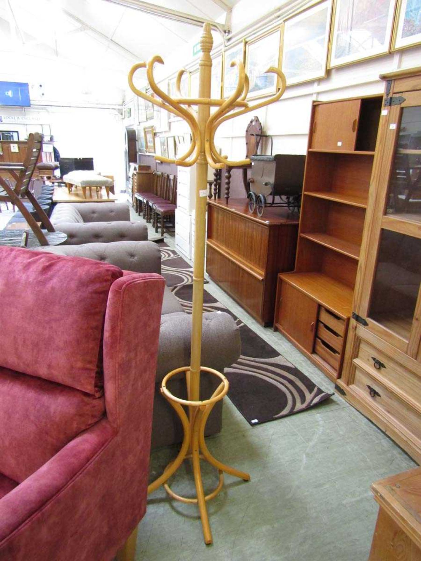 A reproduction bent wood style coat stand