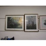 A selection of four framed and glazed prints of animals to include birds, deer, etc