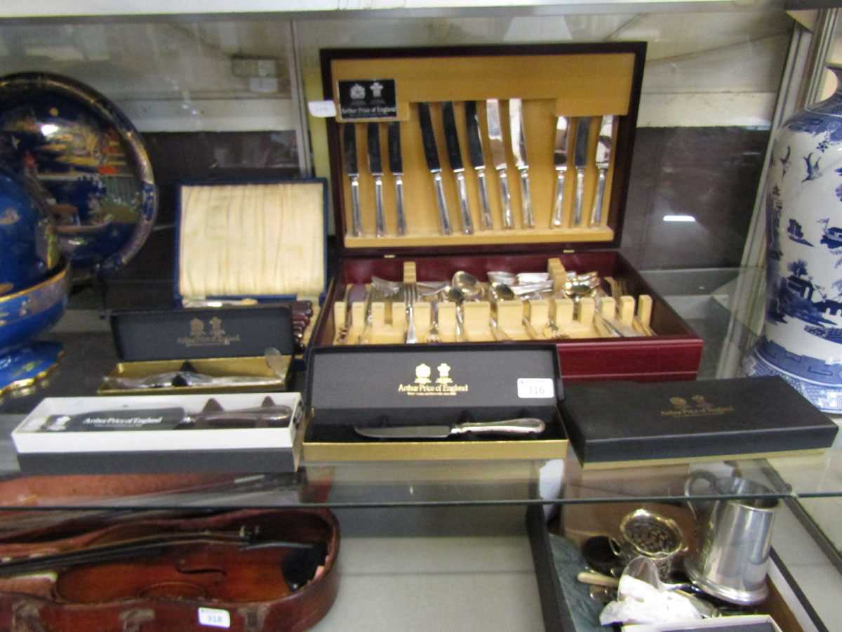 A part canteen of Arthur Price flatware along with other pieces of cased flatware to include