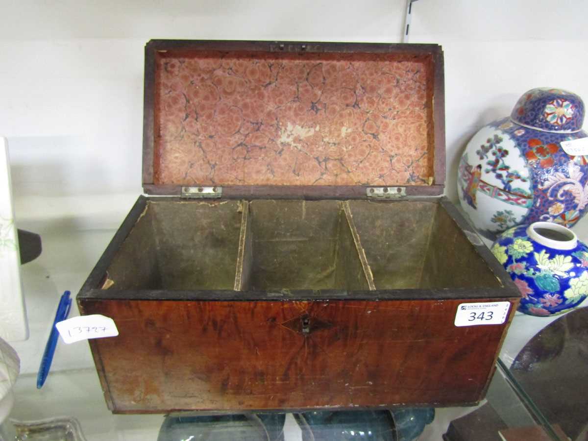 A walnut cased 19th century three compartment tea caddy - Image 2 of 2