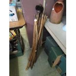 A large assortment of chimney sweep rods