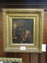 A framed oil on canvas copy of 'Boys Playing Dice' after Bartolome Murillo