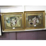 Two framed and glazed Victorian oils of children with dog, signed bottom right 'E.G.J'