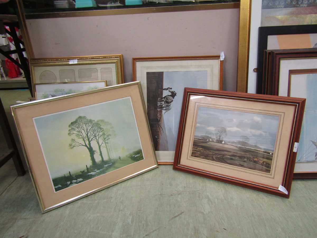 Three framed and glazed prints of countryside