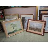 Three framed and glazed prints of countryside