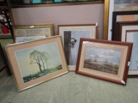 Three framed and glazed prints of countryside