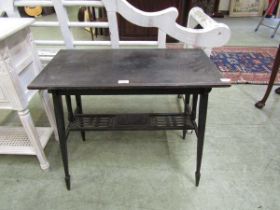 A Regency style rectangular occasional table with a slatted under tier