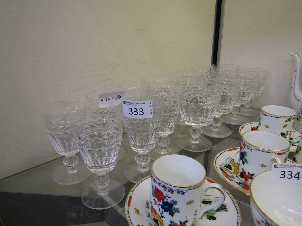 A quantity of fourteen glasses by Stuart Crystal to include eight drinking glasses and six sherry