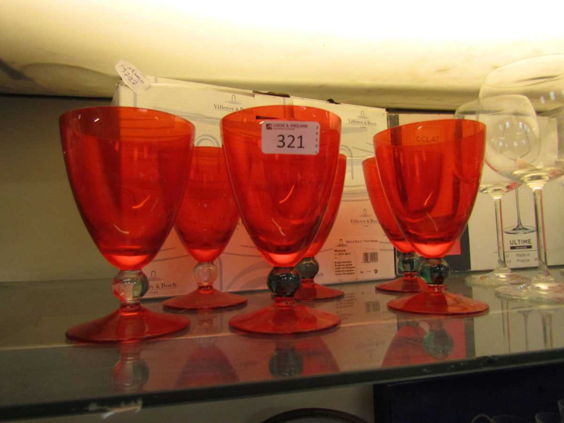 An assortment of eighteen various crystal glasses with boxes consisting of red and green drinking - Image 2 of 4