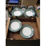 Two trays containing a German part dinner set to include plates