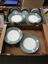 Two trays containing a German part dinner set to include plates