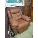 A modern brown upholstered reclining massage chair