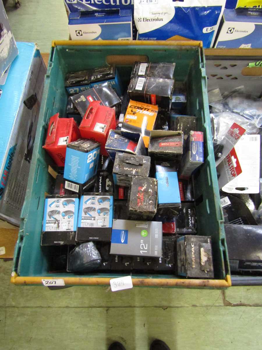 Three boxes of bicycle parts to include pedals, gearing, inner tubes, etc - Image 2 of 4