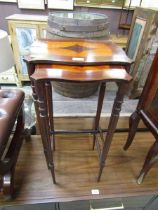 A pair of mahogany marquetry occasional tables
