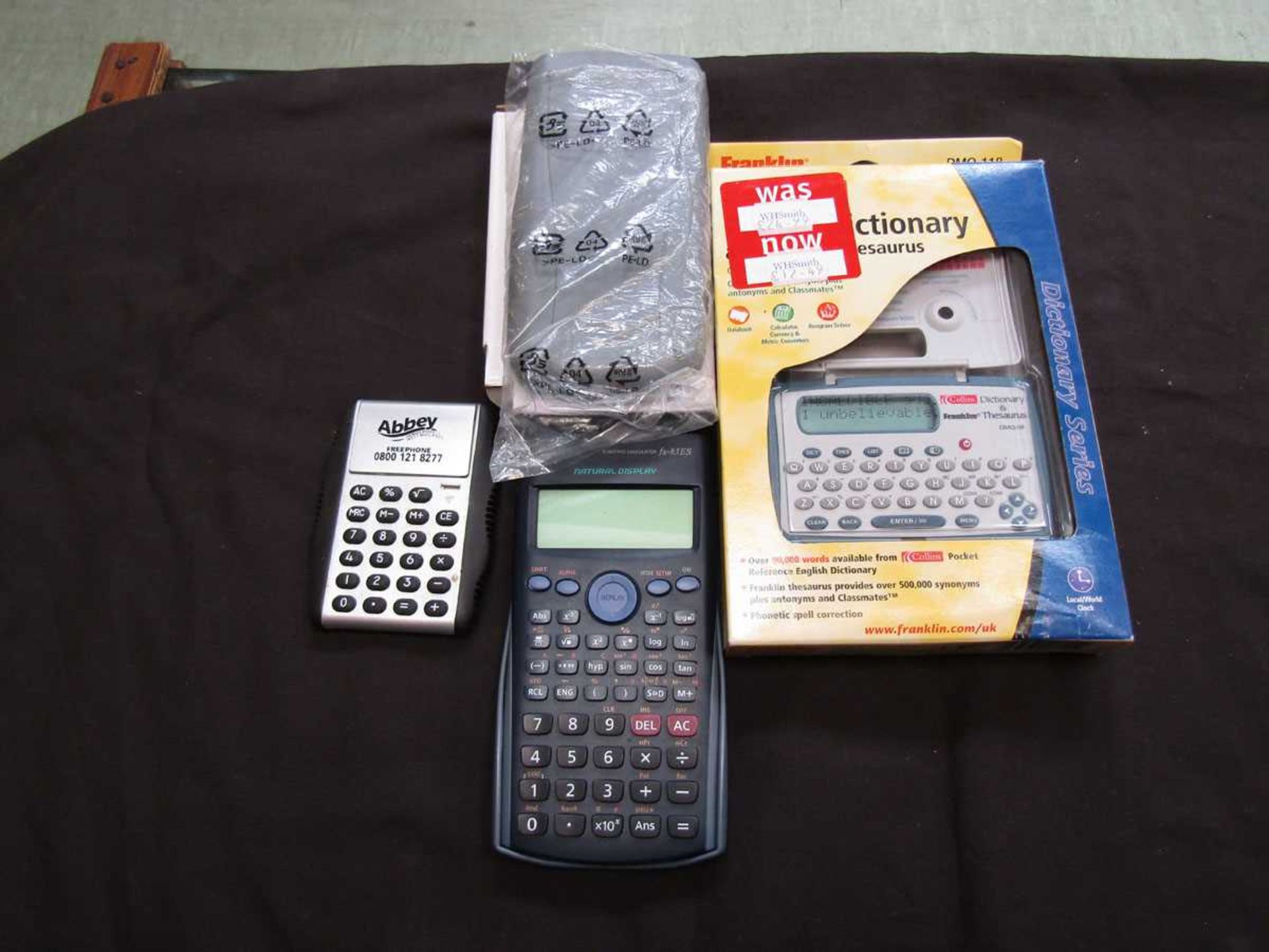 A box containing calculators