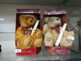 Two boxed teddy bears