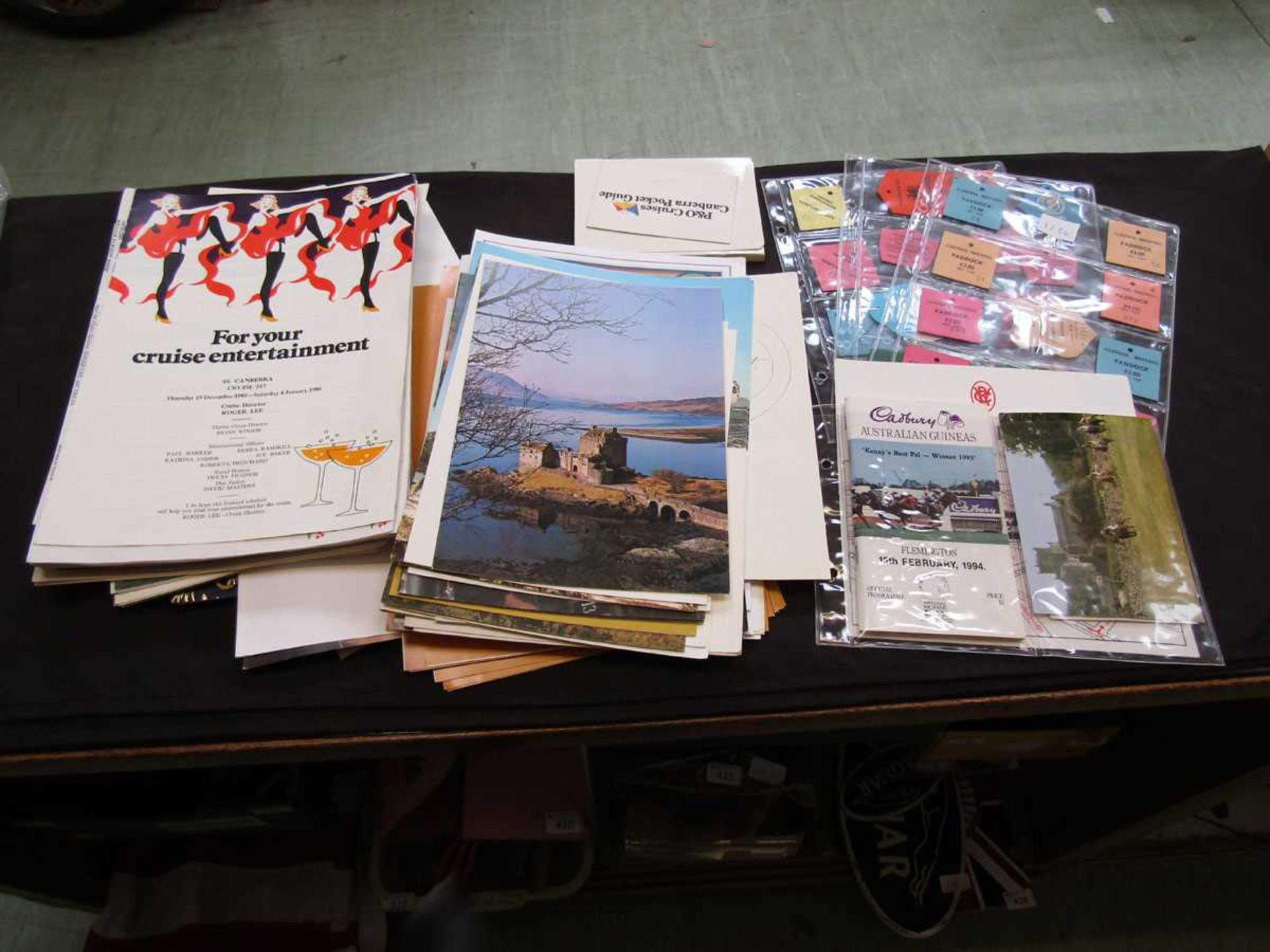 A quantity of paper ephemera to include paddock tickets, entertainment guides, and other brochures
