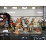 A selection of ceramic birds