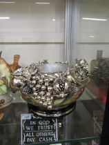 An Italian silver plated fruit bowl with silver hallmarked plaque to base with signature