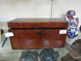 A walnut cased 19th century three compartment tea caddy