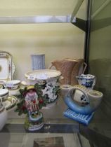 An assortment of seven items of ceramic tableware to include horn design mid-20th century style