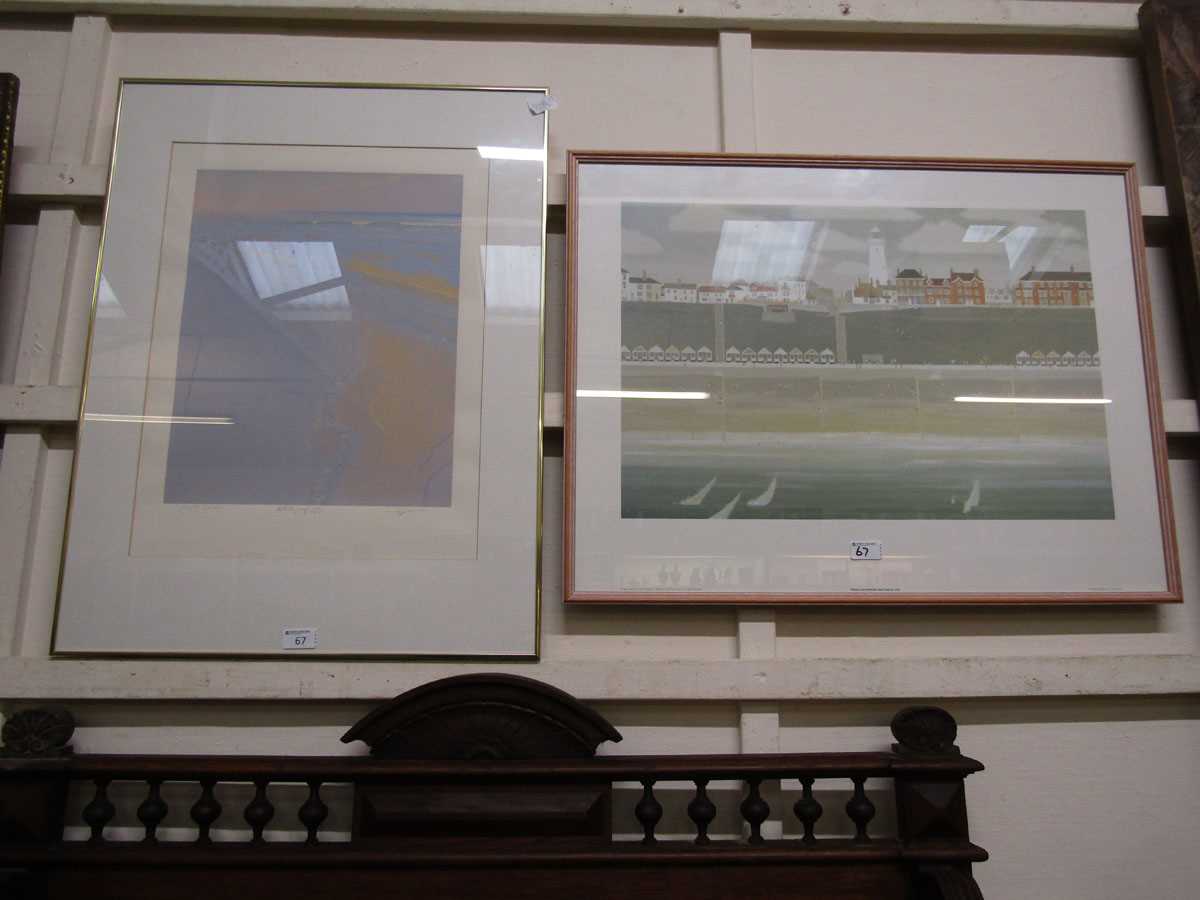 Two framed and glazed prints, one being artist's proof 'Purple Sands' the other of sailing scene