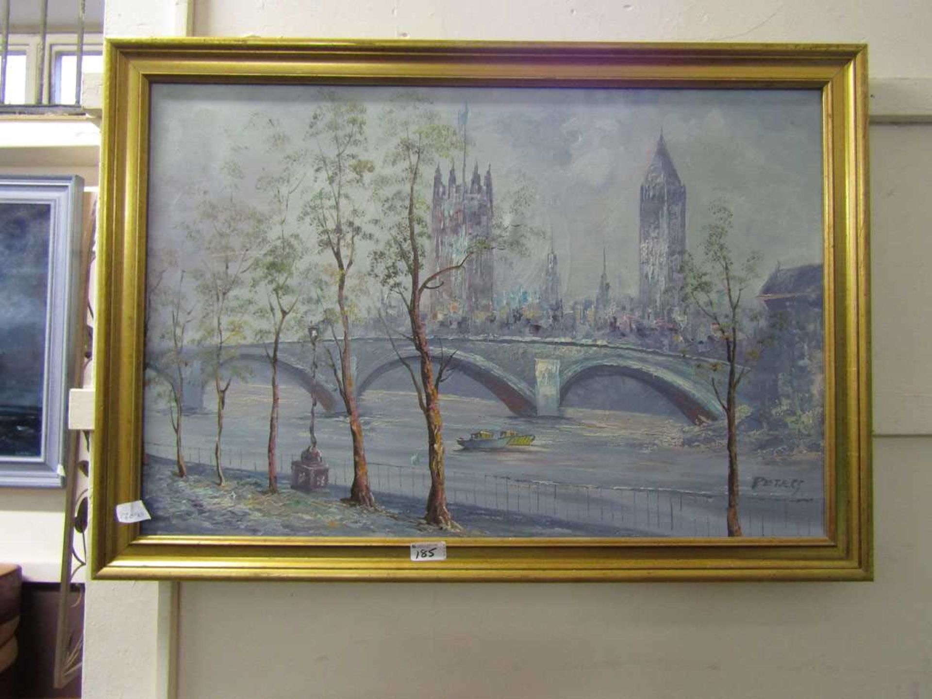 A modern oil on canvas of London bridge scene signed bottom right Peters Year of artist unknown,