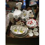 Two trays of ceramic ware to include Portmeirion vases, mugs, meat plates, etc