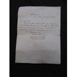 A hand written letter baring signature of Charles Dickens, signed for 30th July 1840 - unconfirmed