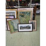 A selection of framed and glazed prints on various subjects including prints by Picasso