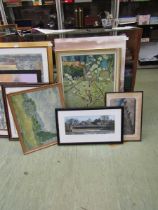 A selection of framed and glazed prints on various subjects including prints by Picasso