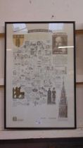 A reproduction framed and glazed Shakespeare of Warwickshire poster