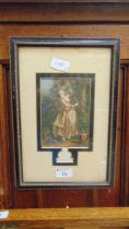 A framed and glazed print of lady picking roses titled 'Summertime'