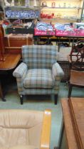 A modern checked upholstered chair backrest approx 85cm