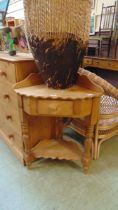 A waxed pine corner washstand with single drawer approx 87cm