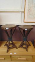 Two mid-20th century industrial style metalwork machinist's stools