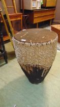 An African hide covered drum approx 59cm