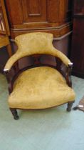 An Edwardian walnut framed tub chair approx 74cm